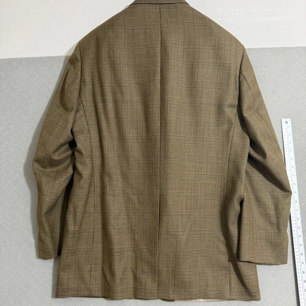 Lauren Ralph Lauren 100% Wool Glen Plaid‎ Blazer Brown Sport Coat Canada Made *